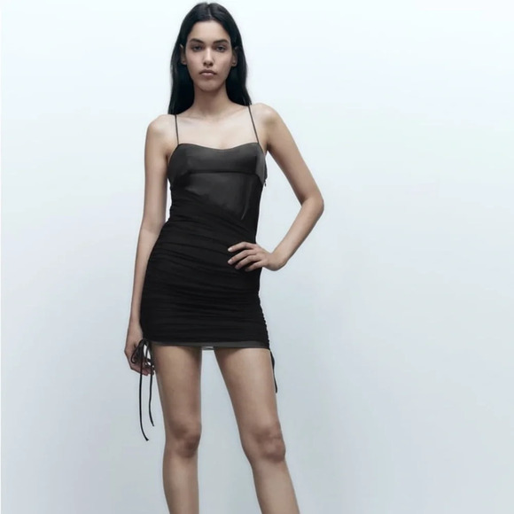 ZARA COMBINATION DRAPED DRESS - Picture 1 of 13